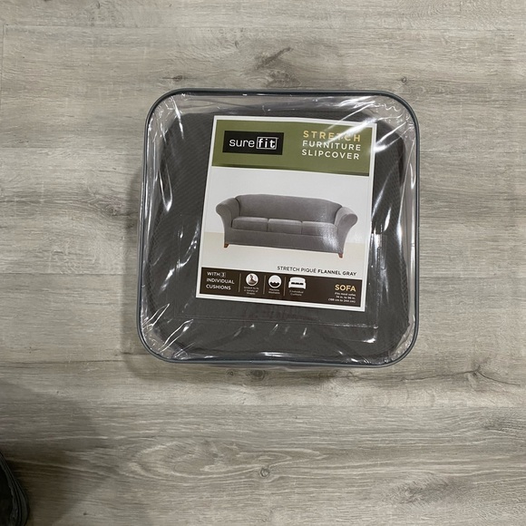 SureFit Stretch Pique 4 Piece Sofa Cover-Gray NWT - Picture 4 of 5